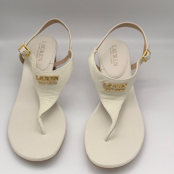 Ralph Lauren Wescott cream  tumbled, leather sandals, size 8.5 NWT - Picture 2 of 9